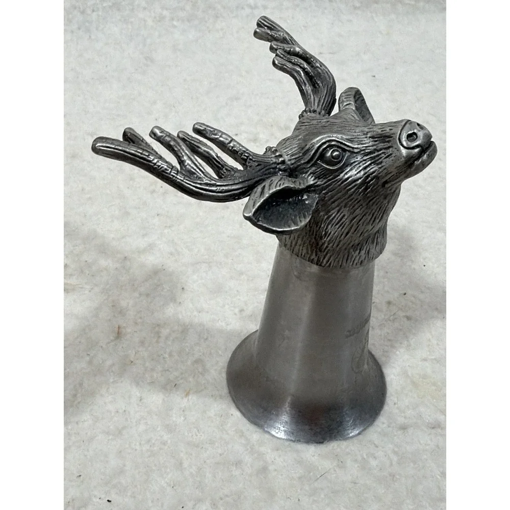 Jagermeister Pewter Stag Deer Head Shot Glass Jigger Rustic Lodge Barware